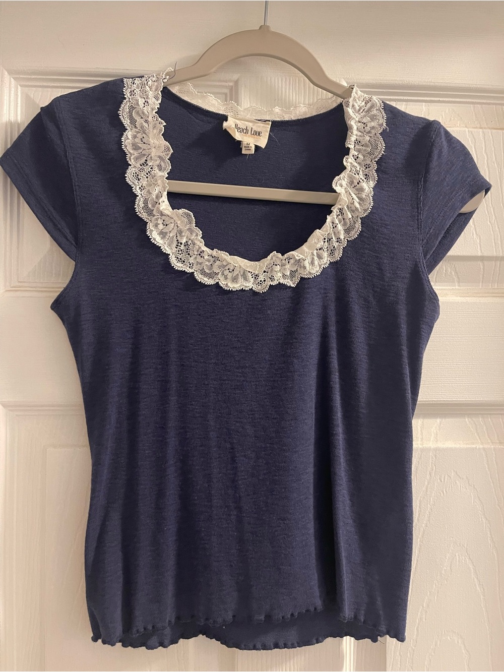 Peach Love California Blue Lace-Trim Scoop Neck Camisole